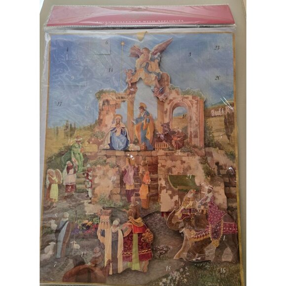 Caspari Advent Christmas Nativity Calendar with Appliques NEW Beautiful - Picture 2 of 6